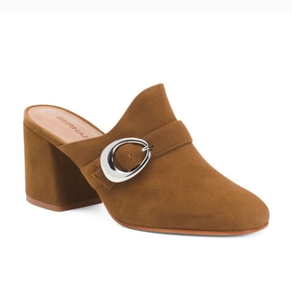 🔹️BERNARDO🔹️ Made In Brazil Suede Natasia  Mid Heeled  Safari Mules - Picture 1 of 7